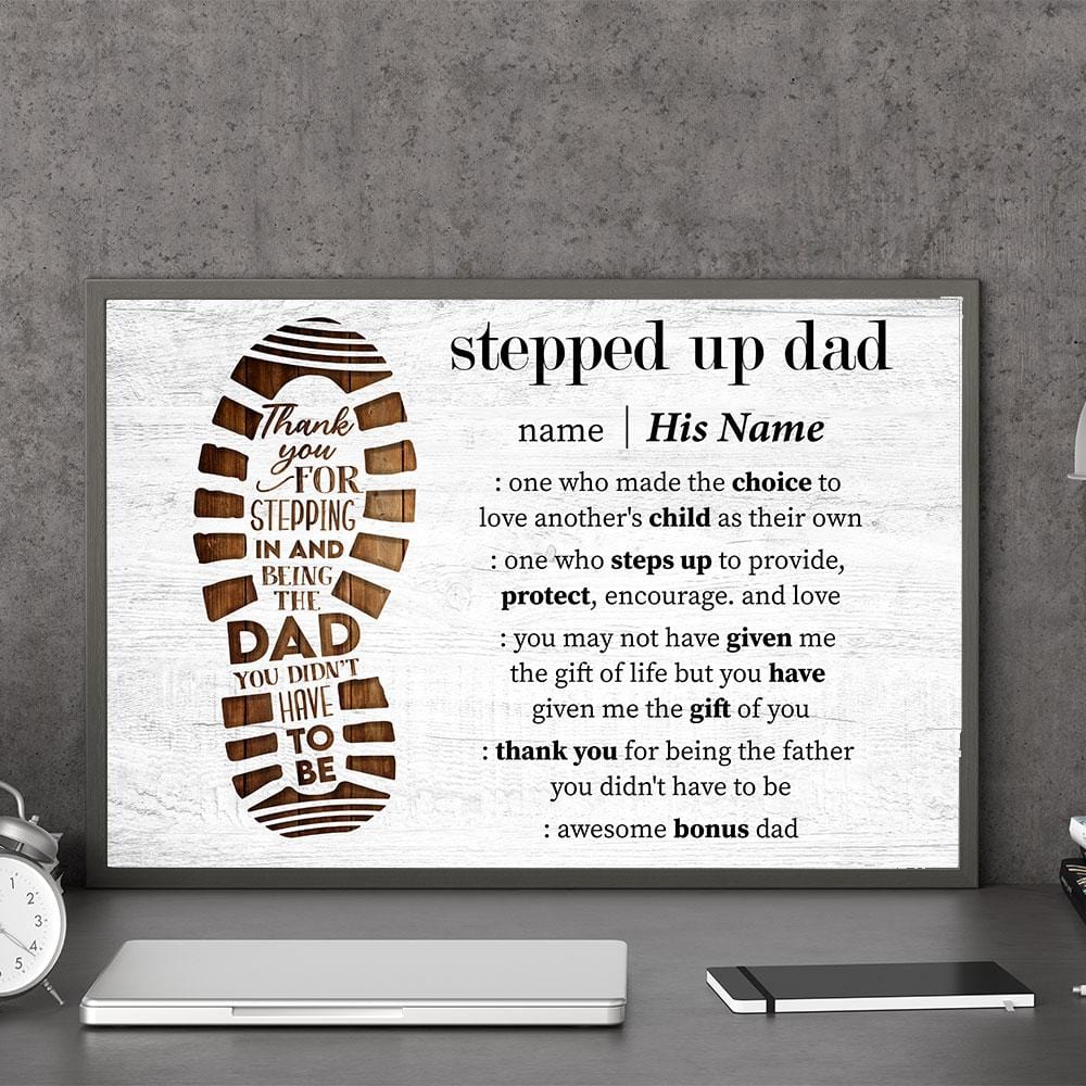 Father's Day Gifts, Stepped Up Dad Definition - Personalized Wrapped Canvas