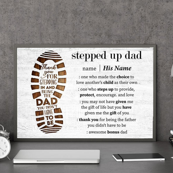 Father's Day Gifts, Stepped Up Dad Definition - Personalized Wrapped Canvas