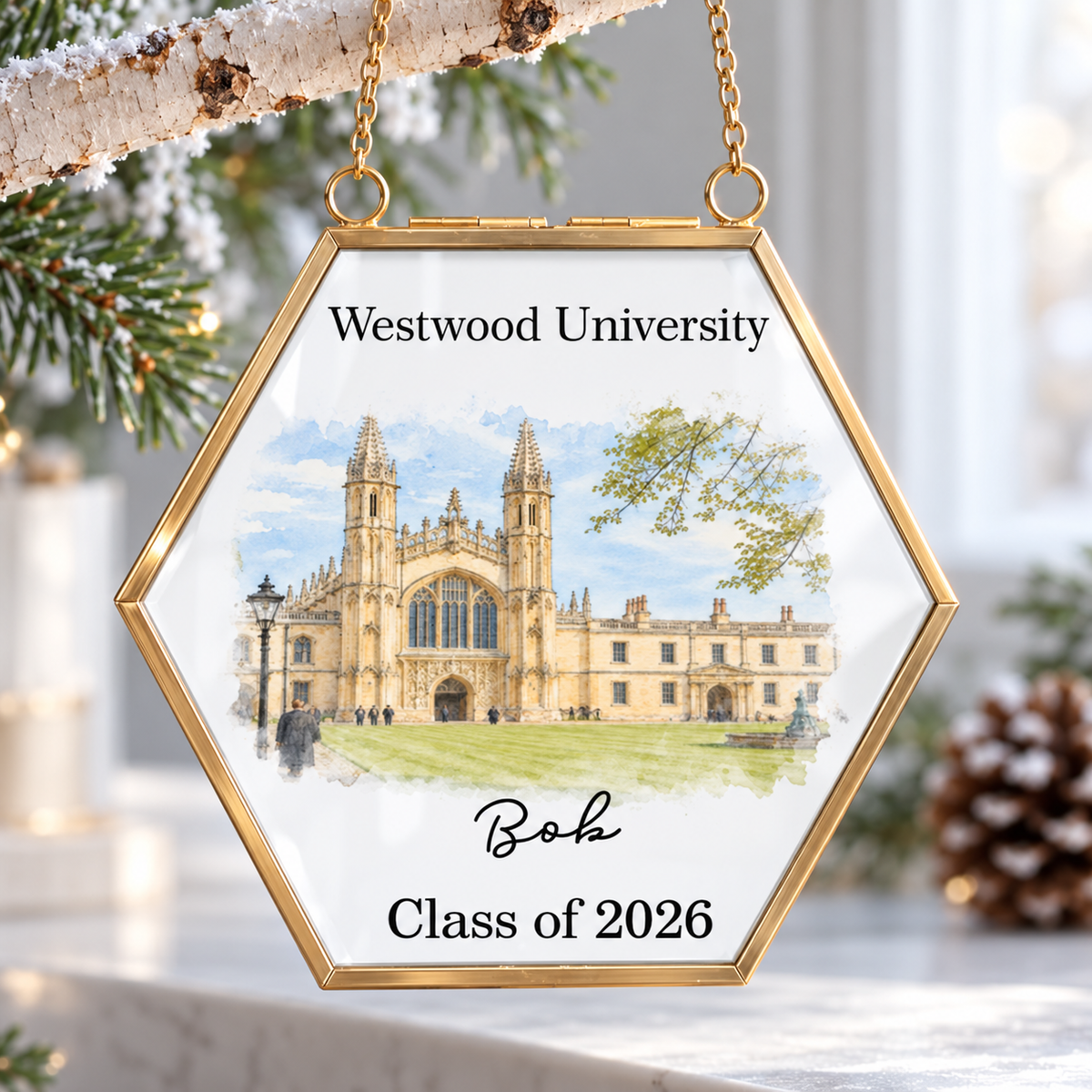 Custom College Photo Keepsake Graduation Gift - Personalized Ornament