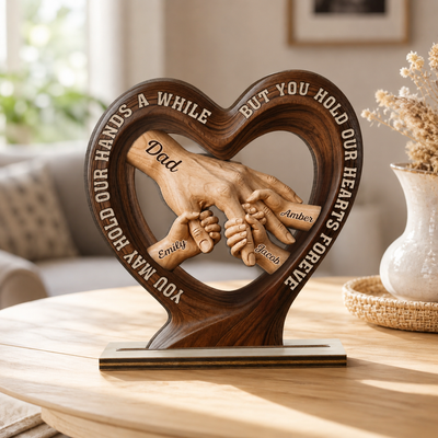 Custom 2-Layered Wooden Plaque - Personalized Father's Day Birthday Gifts For Dad, Grandpa - Dad’s Strength Inspires Us Daily