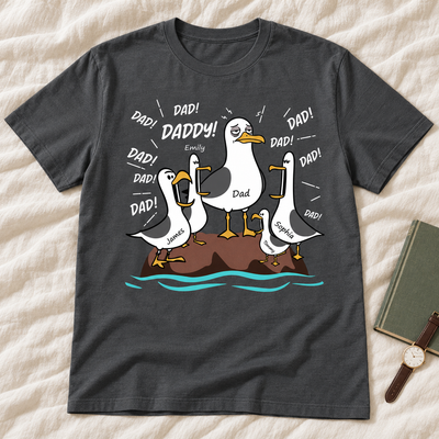 Seagull Dad! Dad! Dad! Tired Seagull & Kids Custom Name - Personalized Shirt - Funny Father's Day Gift For Dad, Husband