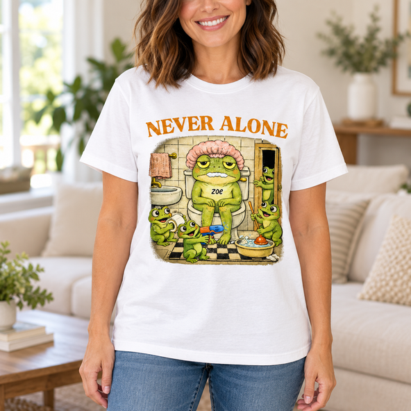Never Alone Retro Frog - Personalized Shirt - Funny Mother's Day Gift for Mom, Wife, Mom Humor