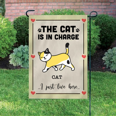 The Cat Is In Charge Personalized Cat Decorative Garden Flags