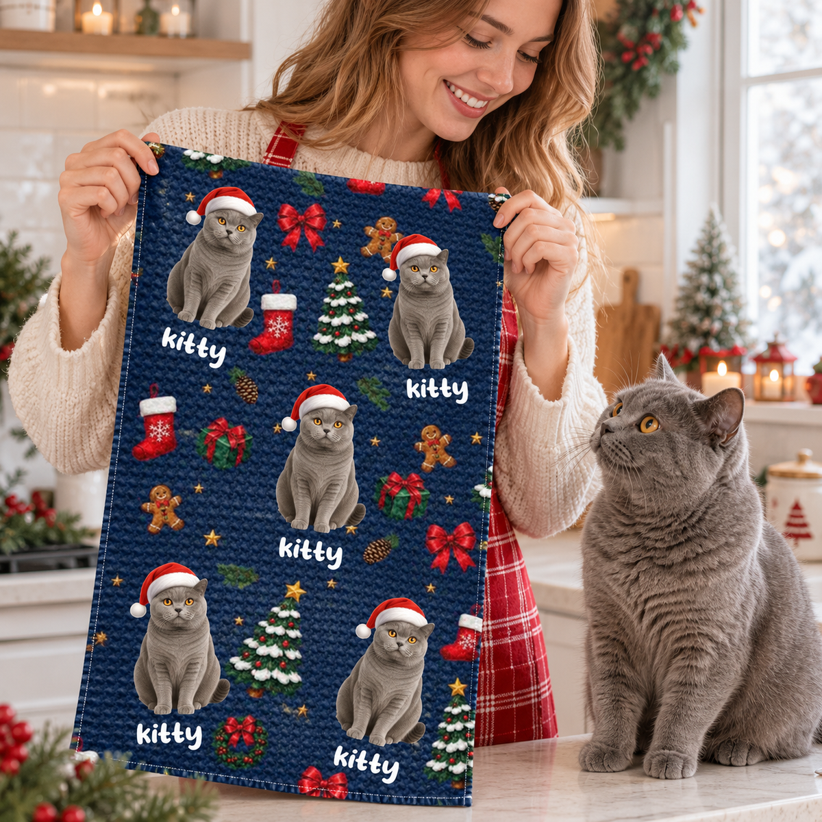 Christmas Gift For Pet Mom - Personalized Custom Photo Pet Name Festive ...