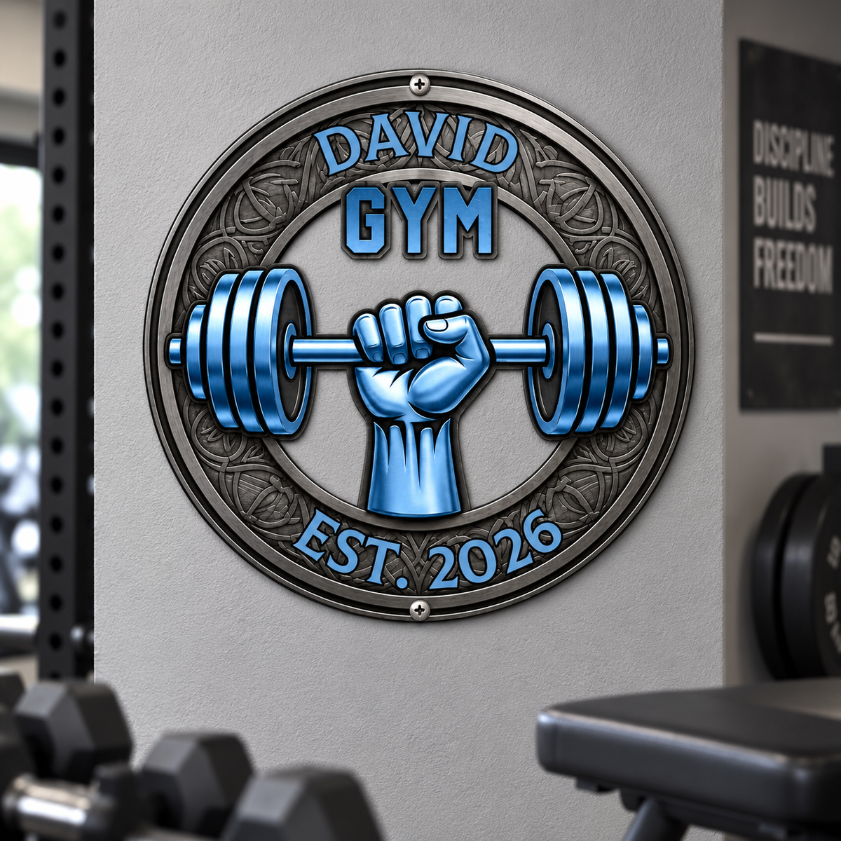 Custom Name, Year , Weightlifting Wall Art, Workout Room Decor Gift For Gym Lovers - Personalized Metal Sign