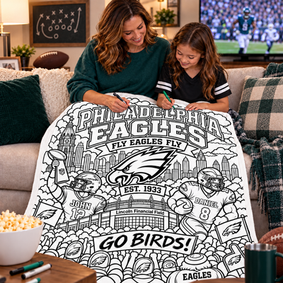 Football Doodle Blanket, Vintage Football Team Style Blanket, Sporty Gridiron Doodle Warm, Gift for Football Fans