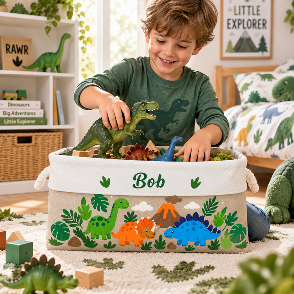 Custom Toy & Book Basket For Kids, Daughter, Son - Personalized Storage Basket