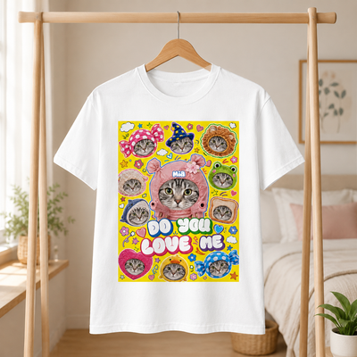 Custom Name Funny Multi‑Hat Pet Collage T‑Shirt, Colorful Graphic Casual Tee, Unique Gift for Pet Lovers