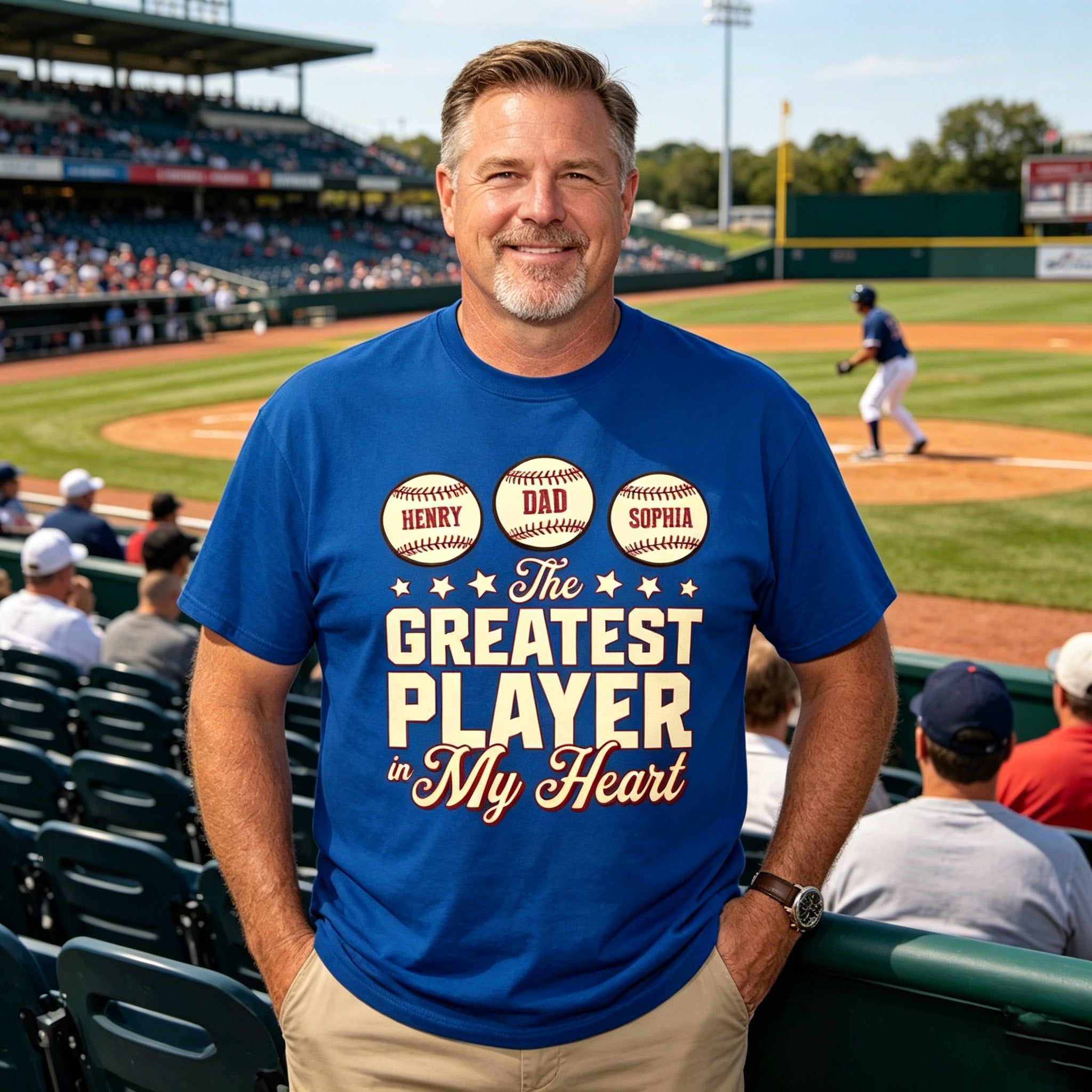 The Greatest Baseball Player In My Heart Personalized Name Shirt - Father's Day Gift for Dad, Husband