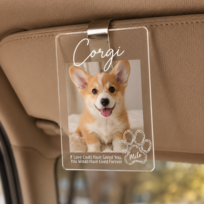 Personalized Pet Name Memorial Car Visor Clip Photo Frame Pet Loss Gift