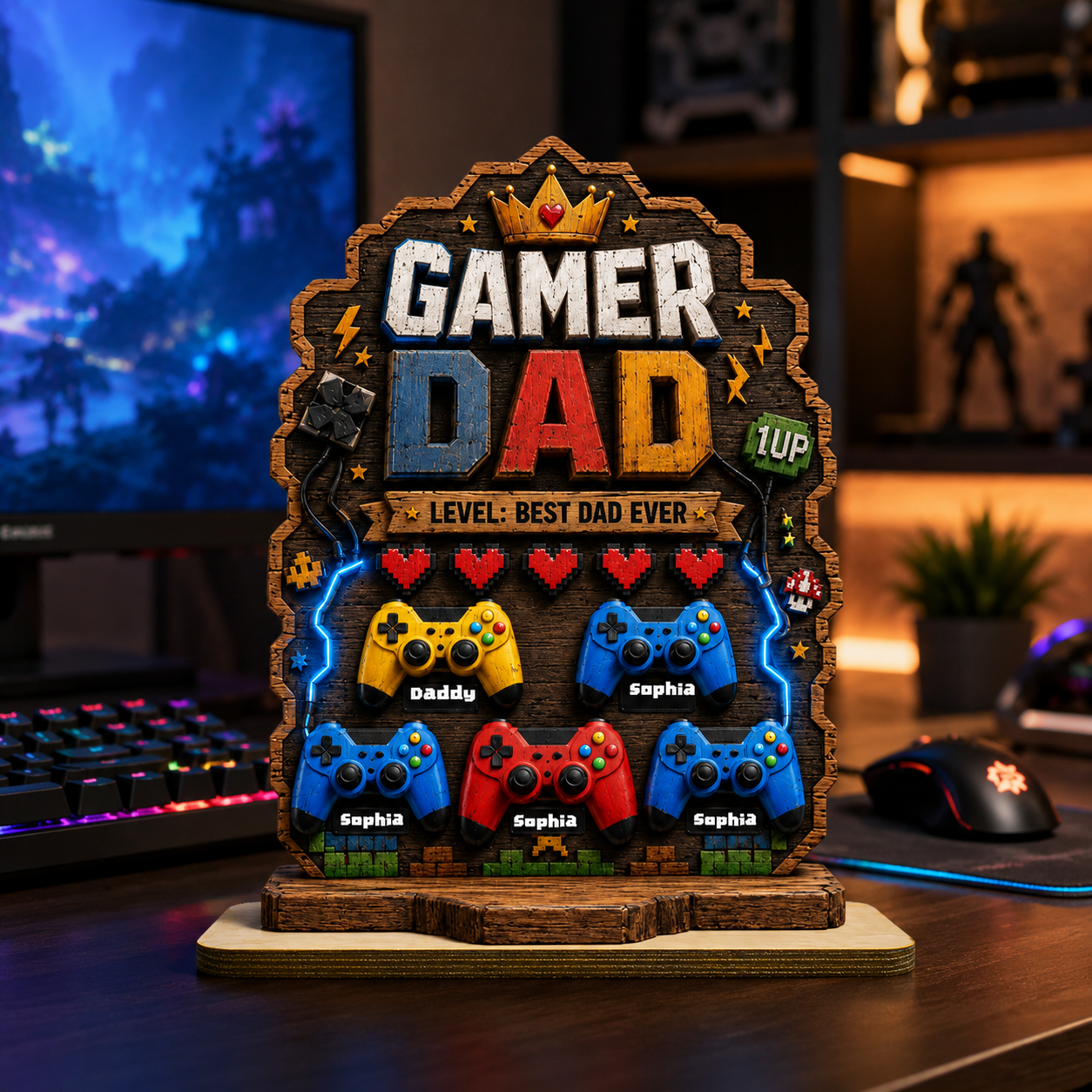 Personalized Gamer Dad Plaque – Custom Father’s Day Gaming Gift for Dad & Kids