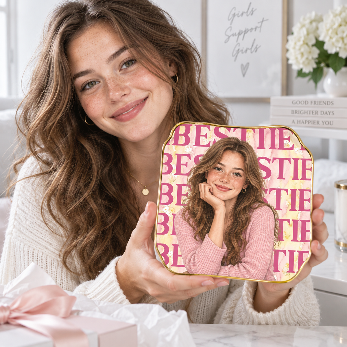 Custom Photo Besties Jewelry Dish Personalized Birthday Gift for Best Friends