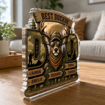 Best Buckin's Dad Hunting - Personalized Acrylic Block Plaque - Funny Father's Day Gift For Dad, Husband