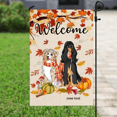 Fall Season Cute Sitting Dog Personalized Garden Flag