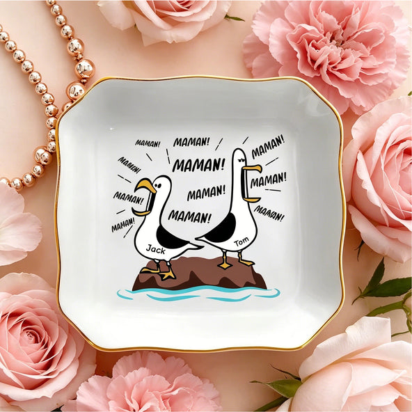 Seagull Mom Mom Mom - Personalized Jewelry Dish Funny Mother's Day Gift For Mom
