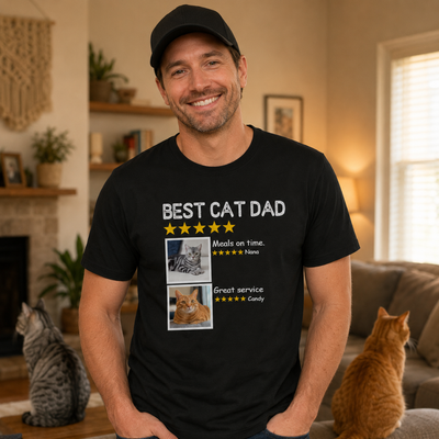 Funny Best Cat Dad Personalized T-Shirt - Father's Day Gift for Dad, Cat Lover