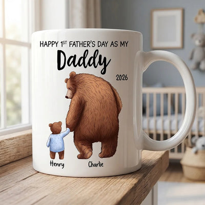 Happy 1st Father's Day Daddy Bear & Cub - Personalized Mug - Father's Day Gift For New Dad