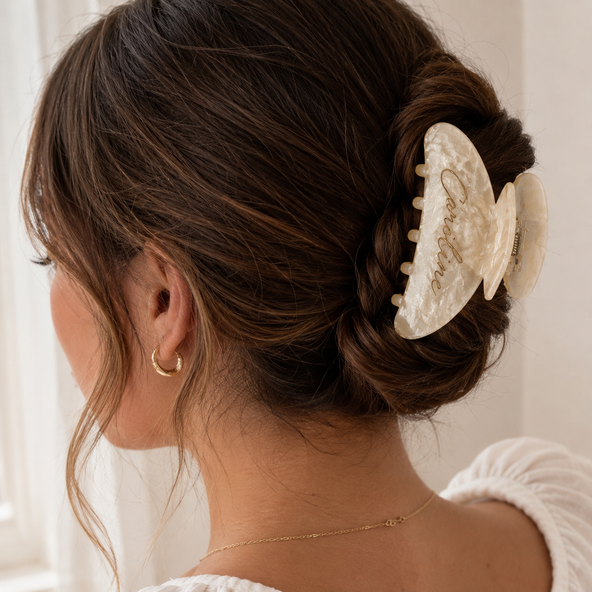 Custom Name Engraved Hair Claw Clip, Personalized Hair Clip, Engraved Hair Claw Clip With Any Text, Gift for Her