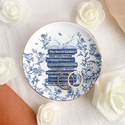 Bookshelf Chinoiserie Toile De Jouy - Personalized Jewelry Dish