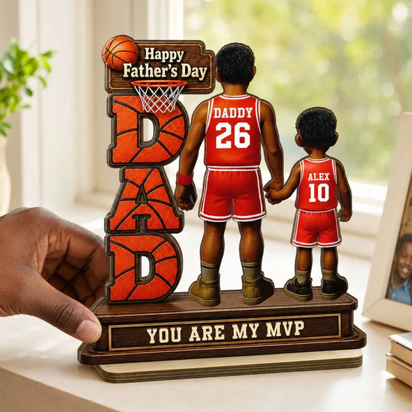 Basketball Dad Legend You Are Our MVP - Personalized 2-Layered Wooden Plaque - Father's Day Gift For Dad, Husband, Basketball Fans
