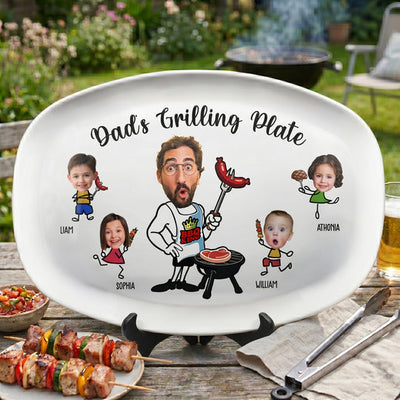 Father's Day Gifts, Dad's Grilling Buddies Father's Day Gift For Daddy, Husband, Grandpa - Personalized Platter