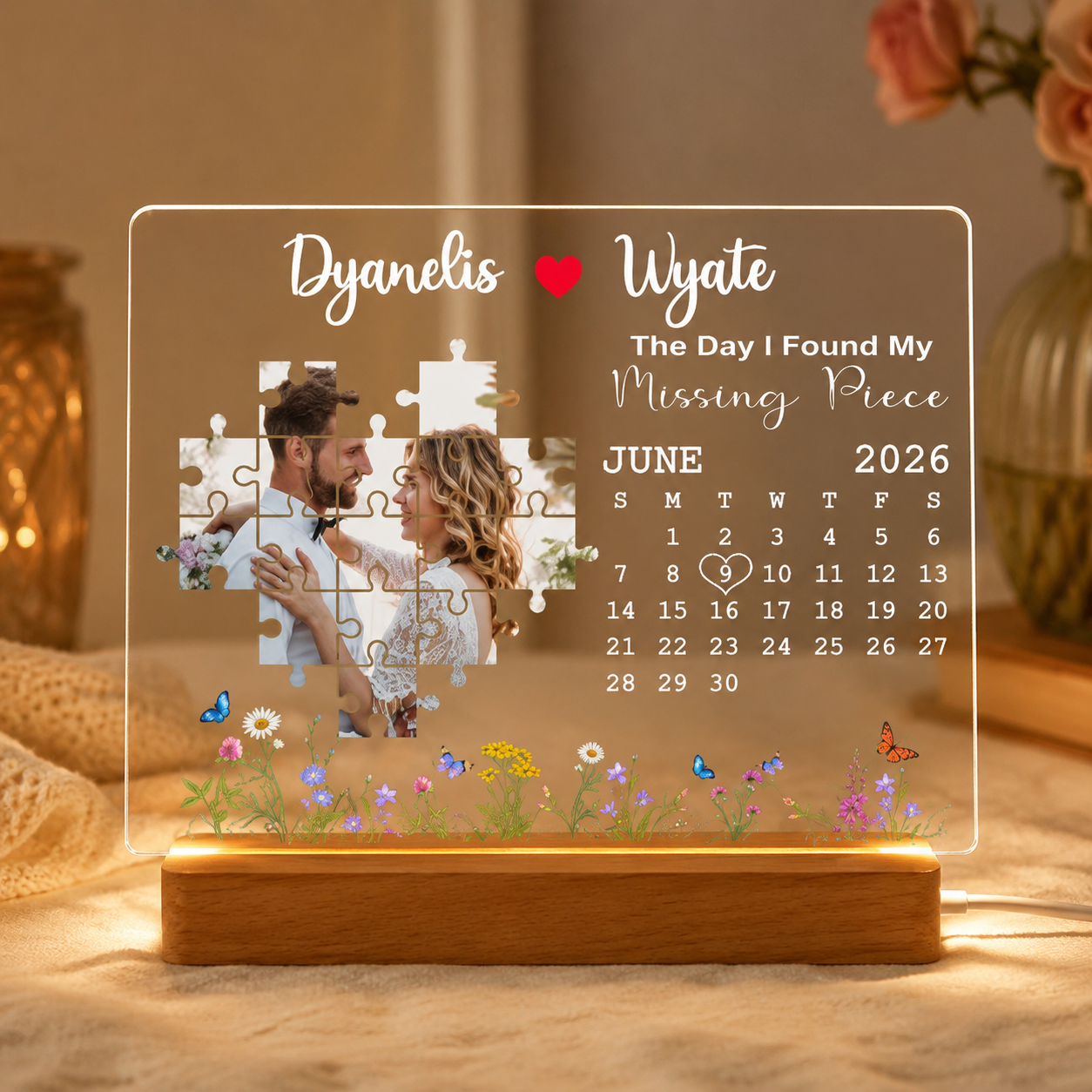 The Day I Found My Missing Piece Night Light Frame Personalized Gift