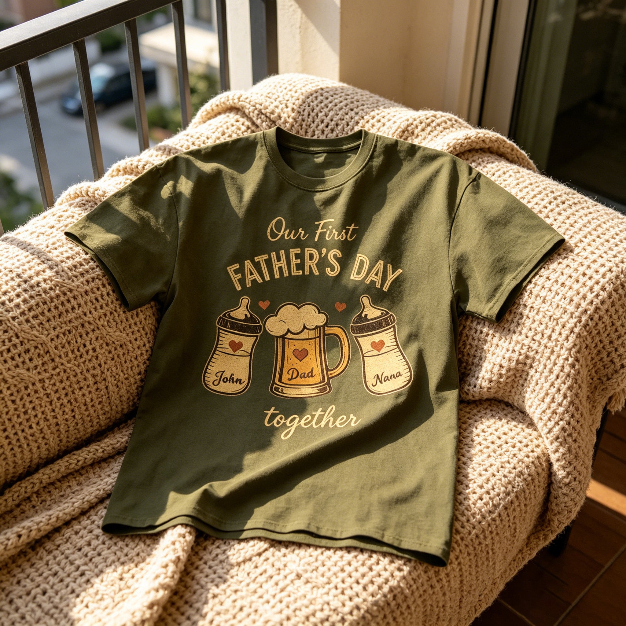 Our First Father's Day Together - Personalized Name Shirt Gift For Husband, Dad, Grandpa