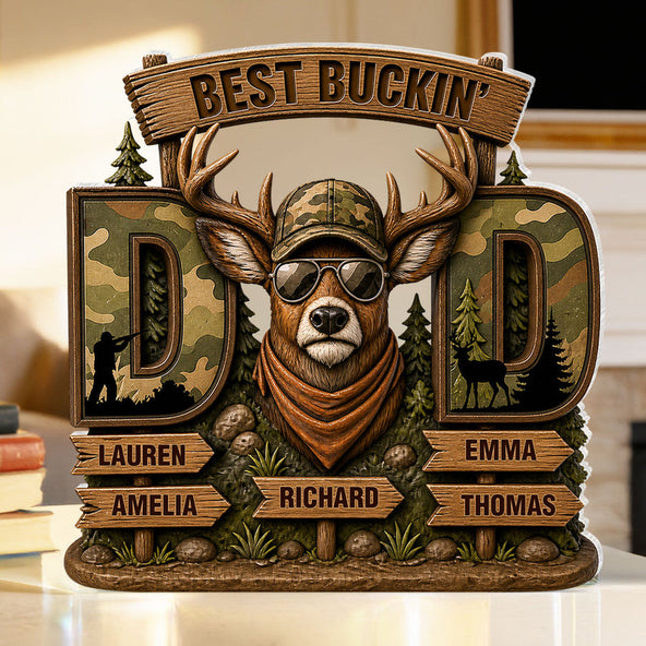 Best Buckin's Dad Hunting - Personalized Acrylic Block Plaque - Funny Father's Day Gift For Dad, Husband