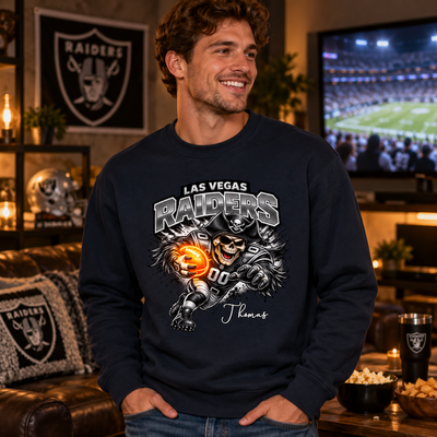 Personalized Football Sweatshirt & T-Shirt – Custom Name Glow Football Design, Halloween and Sports Gift for Football Lovers