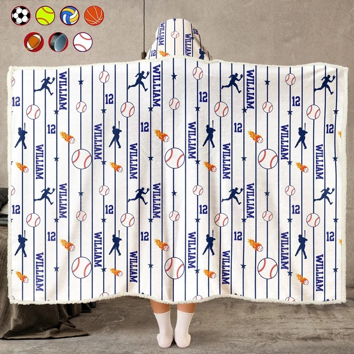 Custom Name & Number For Baseball, Softball, Soccer, Football, Basketball, Hockey Lover - Personalized Blanket
