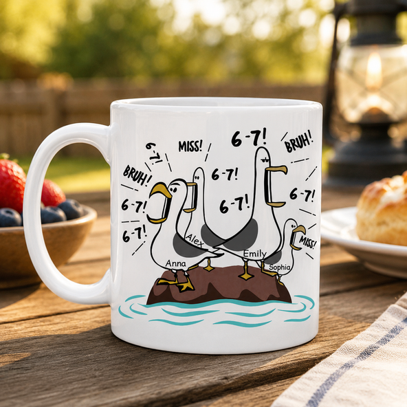 Custom Name Seagull Mug - Personalized Father's Day Coffee Cup