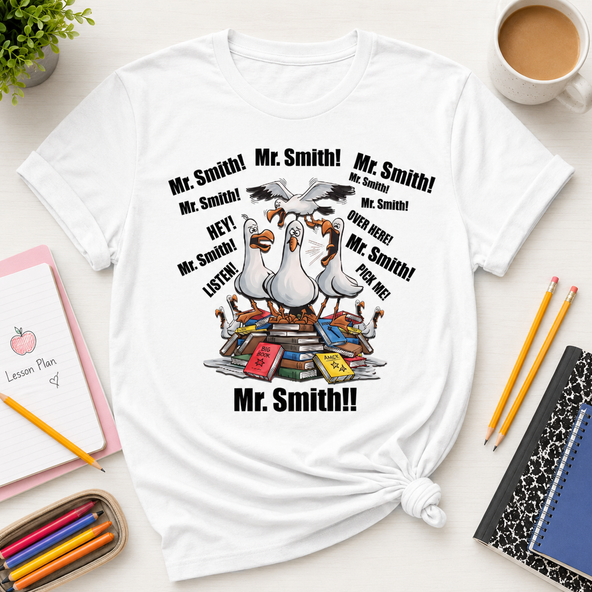 Funny Seagulls Calling Hey! Teacher Personalized Shirt - Funny Custom Name Gift For Teachers, Appreciation Gift