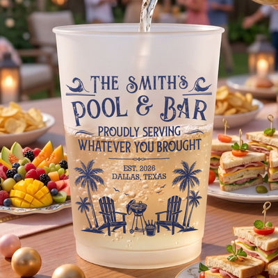 Family & Friends Pool & Bar Party Favors, Proudly Serving Whatever You Brought Summer Vacation - Personalized Cups