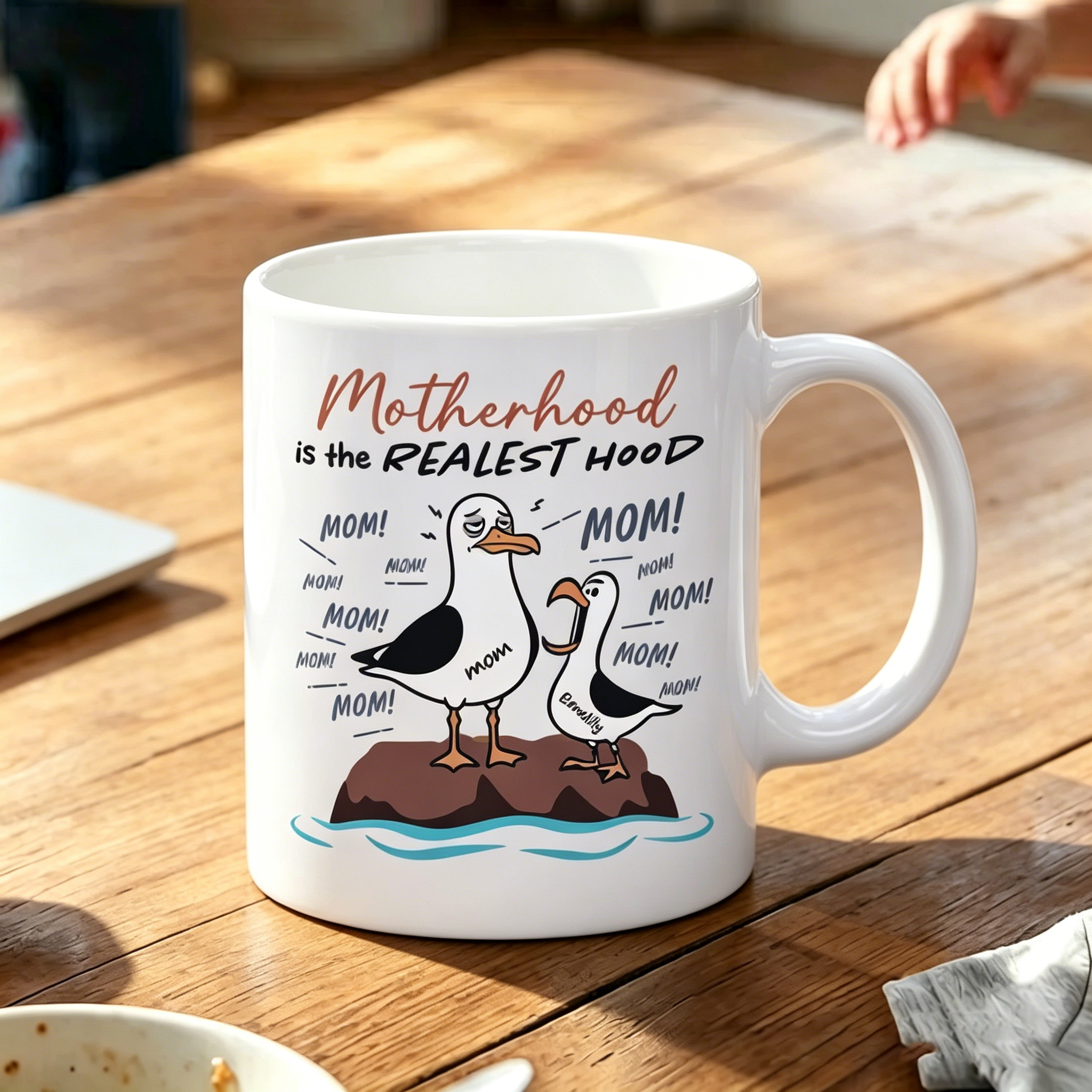Personalized Overstimulated Moms Club Seagull Mug - Funny Mom Life Coffee Cup - Humorous Mother's Day Gift