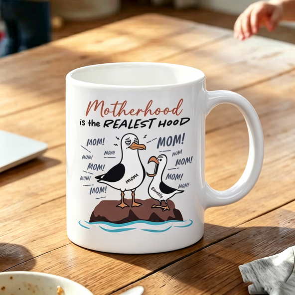 Personalized Overstimulated Moms Club Seagull Mug - Funny Mom Life Coffee Cup - Humorous Mother's Day Gift