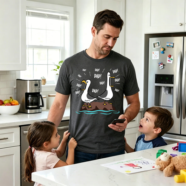 Seagull Dad Dad Dad- Personalized Name Shirt - Funny Father's Day Gift For Dad, Husband