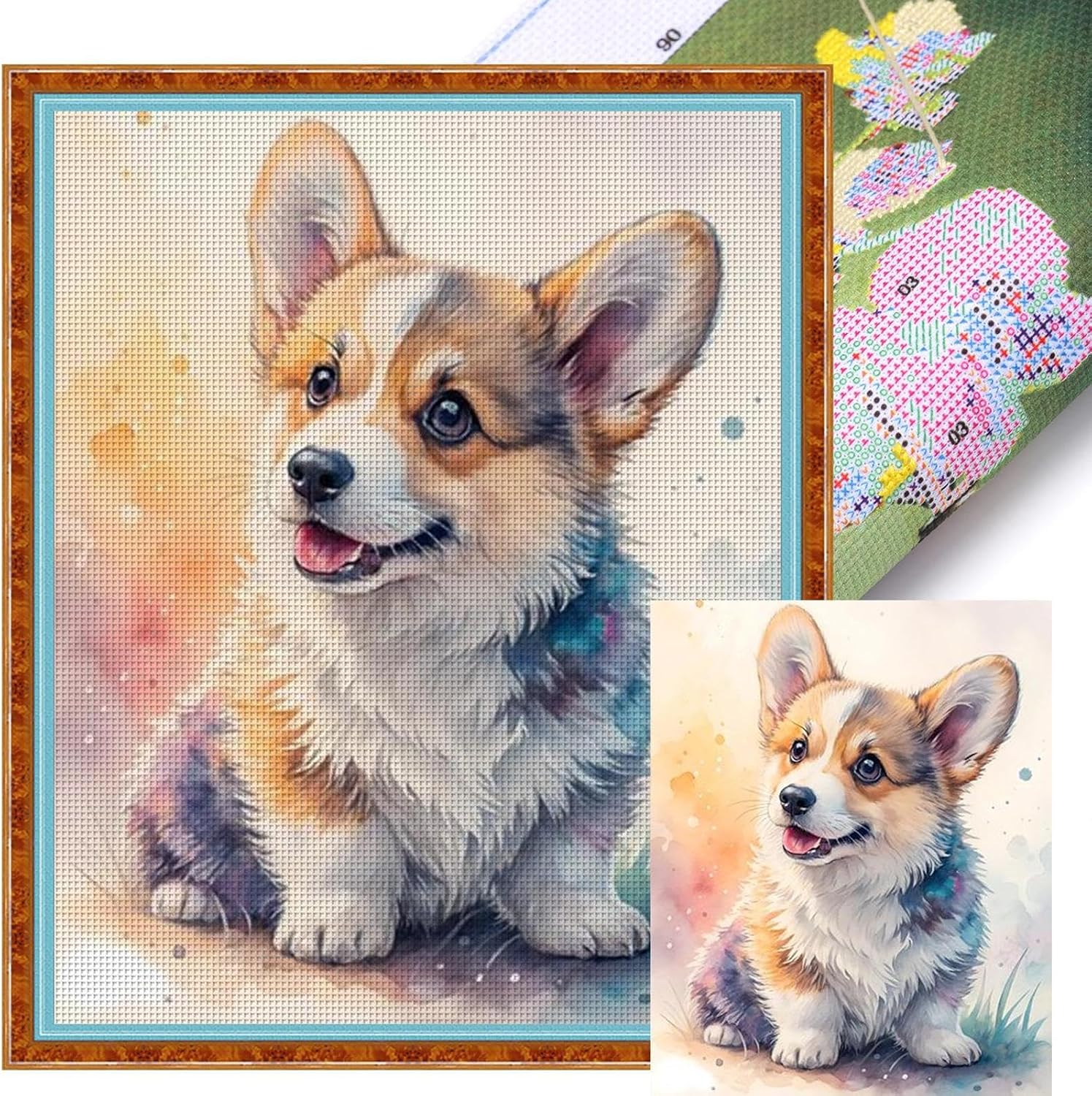 3 Strands Embroidery Starter Kit, Pet DIY Cross‑Stitch Kit for Beginners, Craft Gift for Pet Lovers