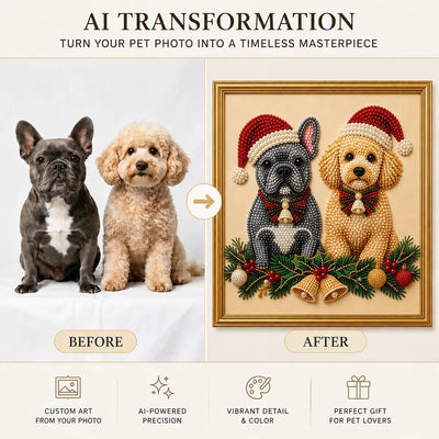 Custom Christmas Pet Pearl Bead Portrait Perfect Gift For Pet Lovers