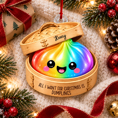 Glitter Dumpling Squishy Ornament, Custom Name Christmas Keepsake Personalized Ornament