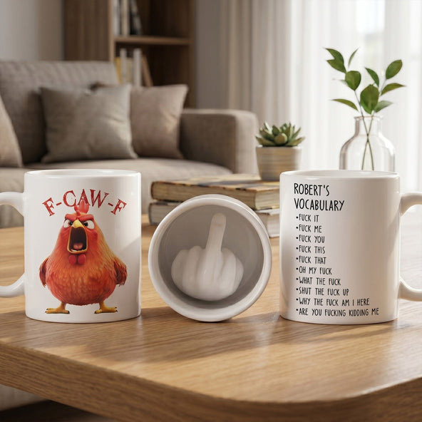 F-Caw-F - Funny 3D Middle Finger Inside Mug Gift For Coworkers, Friends - Personalized Mug