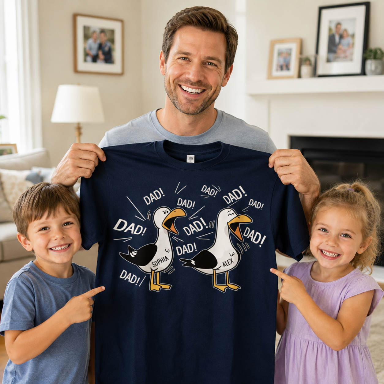 Funny Seagulls Calling Dad - Personalized Shirt - Custom Father's Day Gift For Husband, Dad