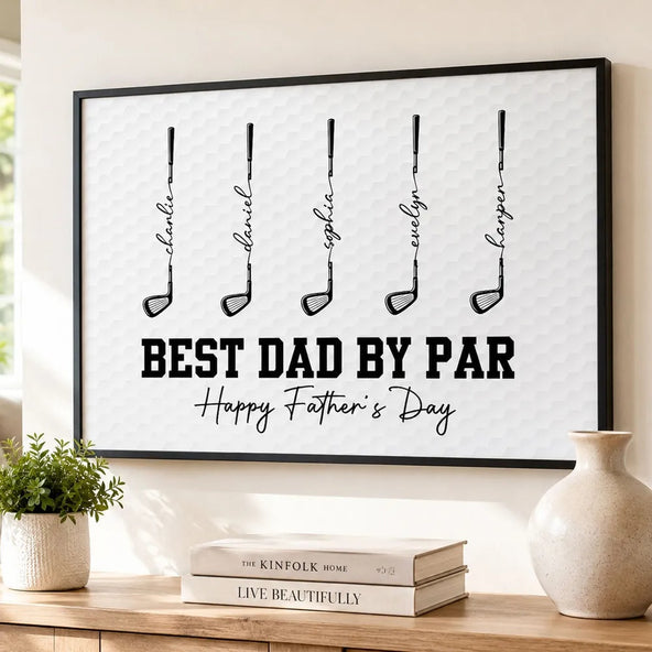 Golf Best Dad Grandpa By Par - Personalized Poster - Father's Day Gift For Dad, Grandpa