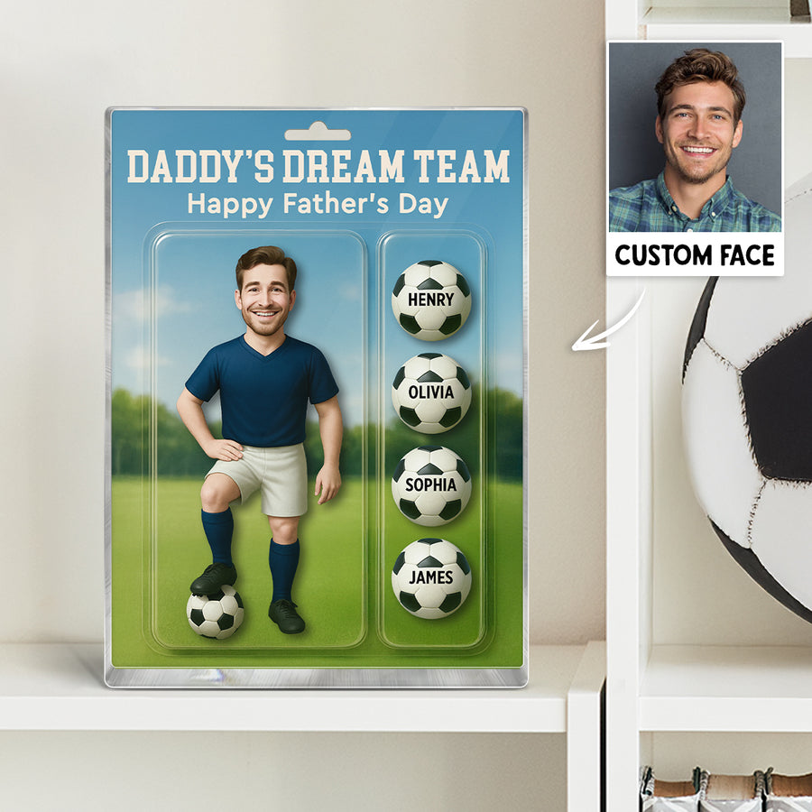 3D Effect Soccer Dad Daddy's Dream Team Custom Figure Personalized Rectangle Flat Acrylic Block Plaque