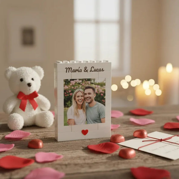 Custom Photo Brick Puzzle Frame, Romantic Keepsake Gift for Couples, Perfect for Valentine's Day & Anniversaries