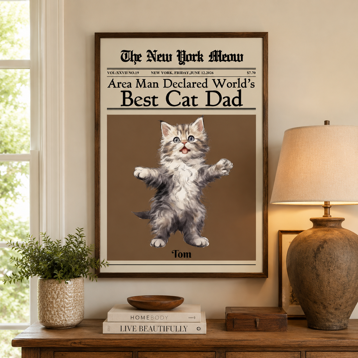 Best Cat Dad - Personalized Poster - Funny Father's Day Gift For Husband, Dad