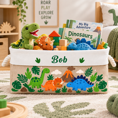 Custom Toy & Book Basket For Kids, Daughter, Son - Personalized Storage Basket