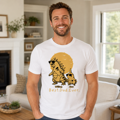 Retro Yellow Vintage Daddysaurus Shirt - Personalized Shirt - Funny Father's Day Gift For Dad, Husband