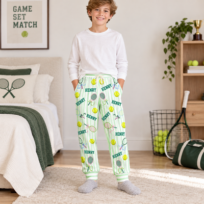 Personalized Tennis Player Sweatpants, Custom Name Lounge Trousers, Cozy Tennis Lover Casual Wear Gift