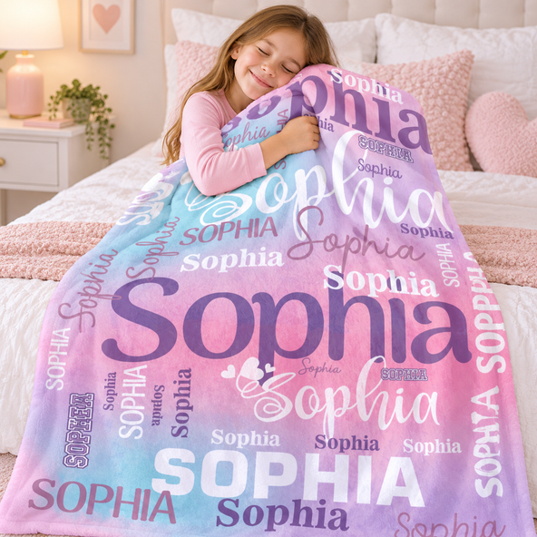 Personalized Name Blanket, Custom Multi Font Name Blanket, Cozy Soft Flannel Blanket, Custom Keepsake Gift for Toddler Kids & Adults