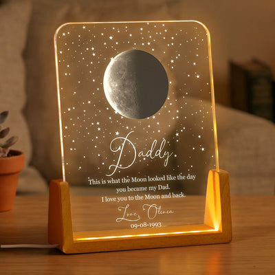 Father's Day Gifts, Custom Moon Phase By Date Gift For Dad Father's Day Keepsake - Personalized Night Light